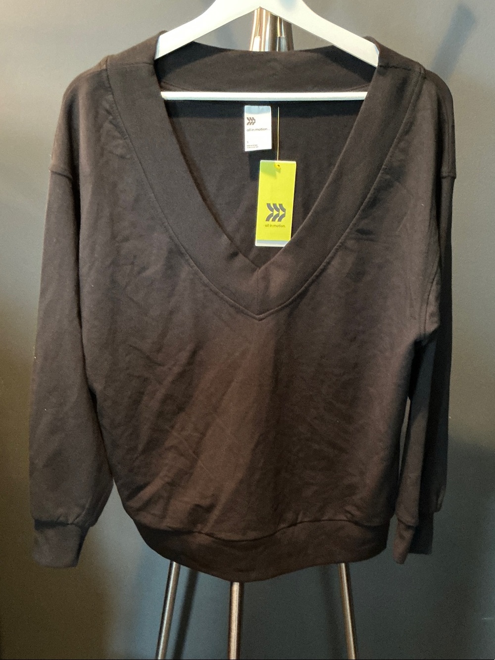 Black V-Neck Pullover Sweatshirt